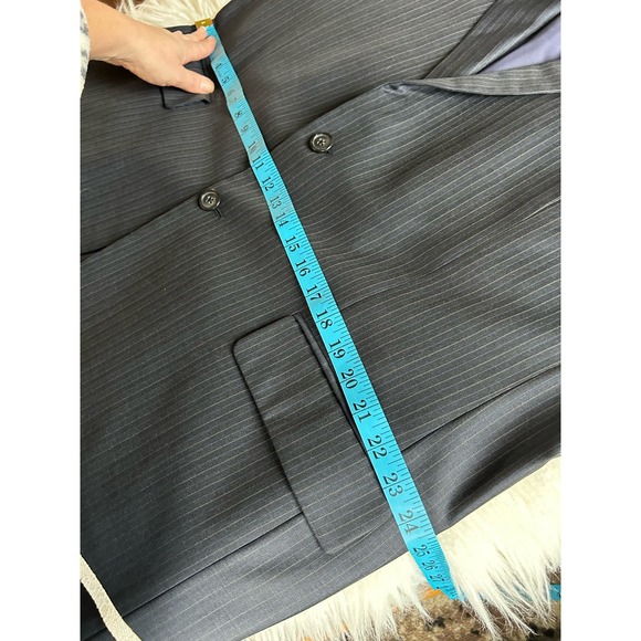 Brooks Brothers Men's Stripe Suit Jacket Wool Long Sleeve Navy Size 48R/W43 - Picture 11 of 16